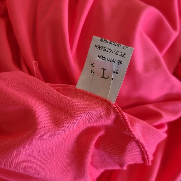 Barbie Neon Pink 2 Piece Top and Mini Skirt Ruched Party Costume Cosplay Large - Picture 10 of 11